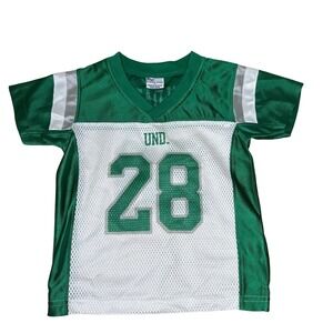 Pro-Line Apparel Football Jersey Kids 2T UND North‎ Dakota #28 Green White GUC